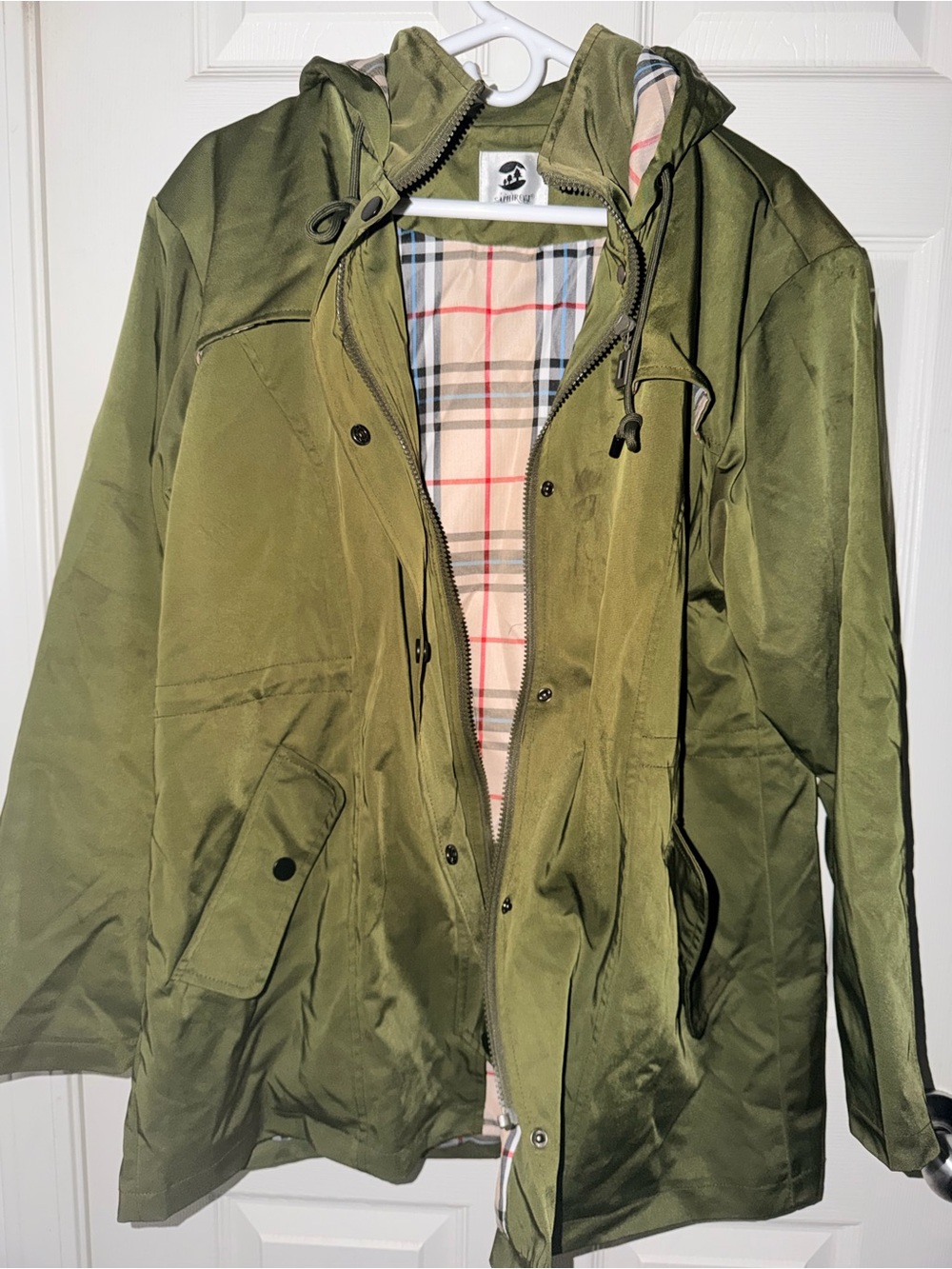 Women’s Olive Trench Coat with Hood